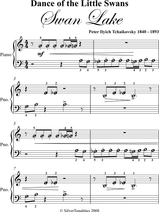 Title details for Dance of the Little Swans Beginner Piano Sheet Music by Peter Ilyich Tchaikovsky - Wait list